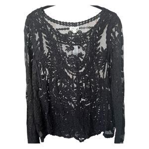 NWT Soho Girls Black Long Sleeve Lace Blouse - One Size